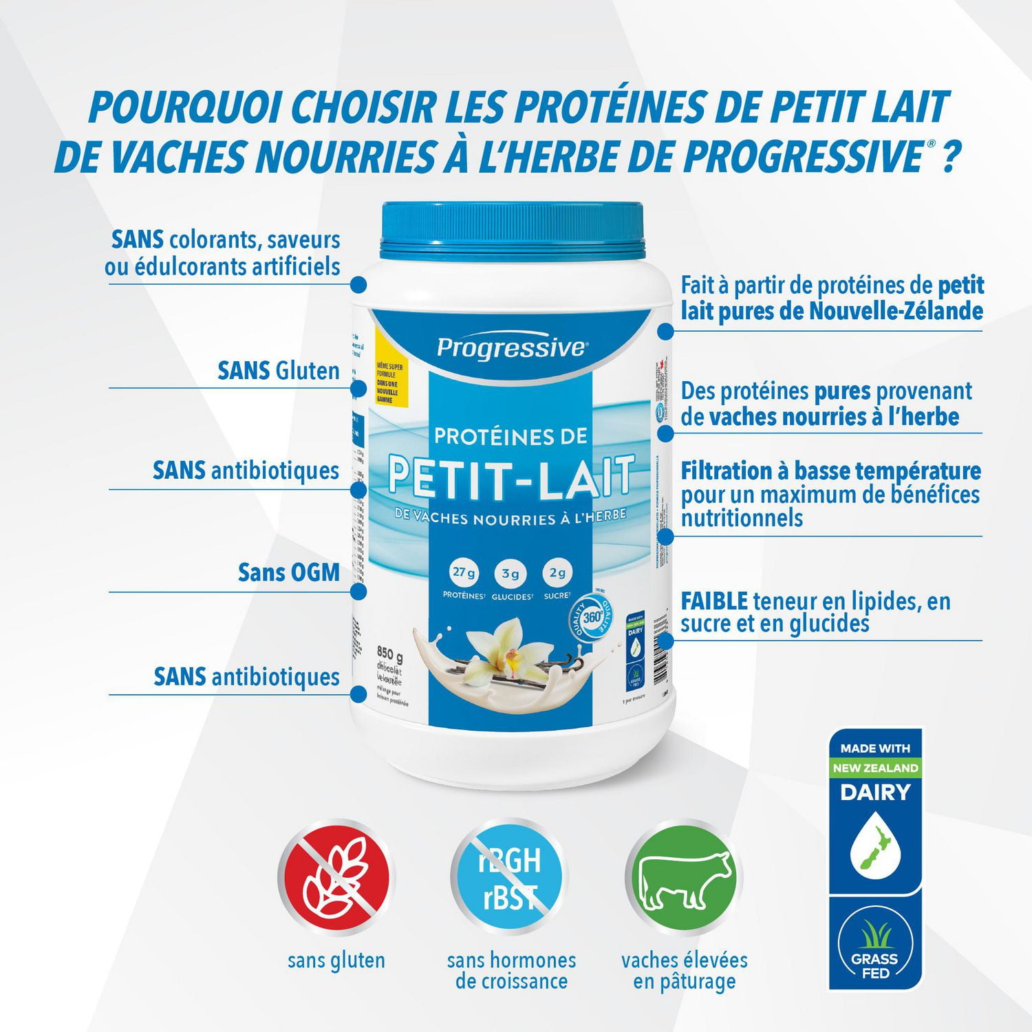 Progressive Grass Fed Whey Protein Vanilla Delight 850 g