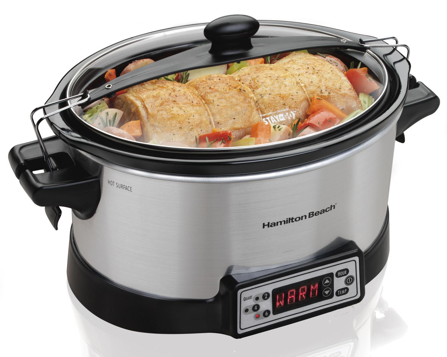  Hamilton Beach Stay or Go Programmable 7 Qt. Slow Cooker with  Party Dipper 33478: Home & Kitchen