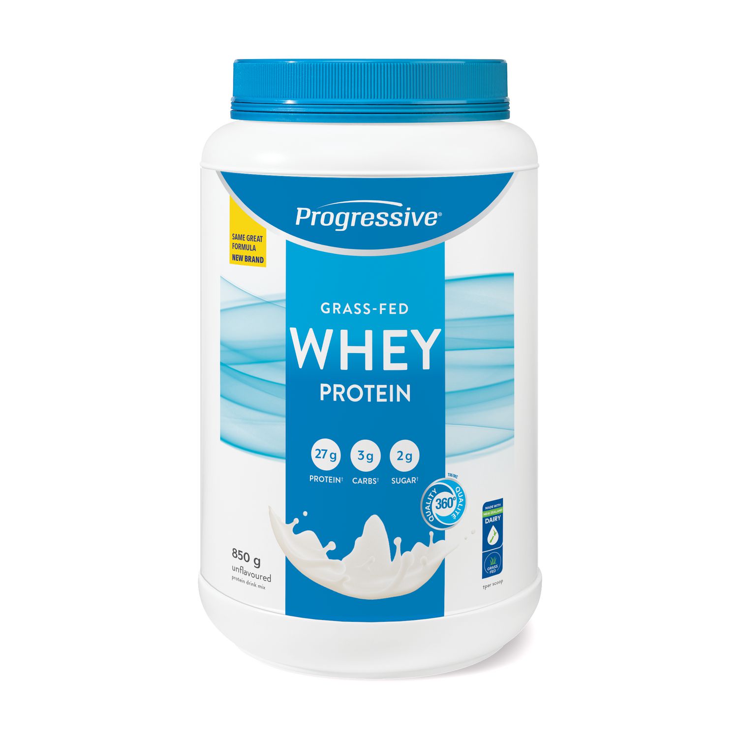 Progressive Grass Fed Whey Protein Powder, 27 g, Unflavoured, 850 g