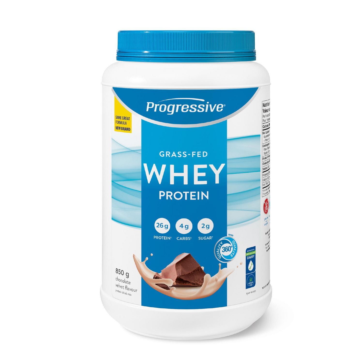 Jamieson Laboratories Progressive Grass Fed Whey Protein Powder, 26 g, Chocolate Flavour, 850 g