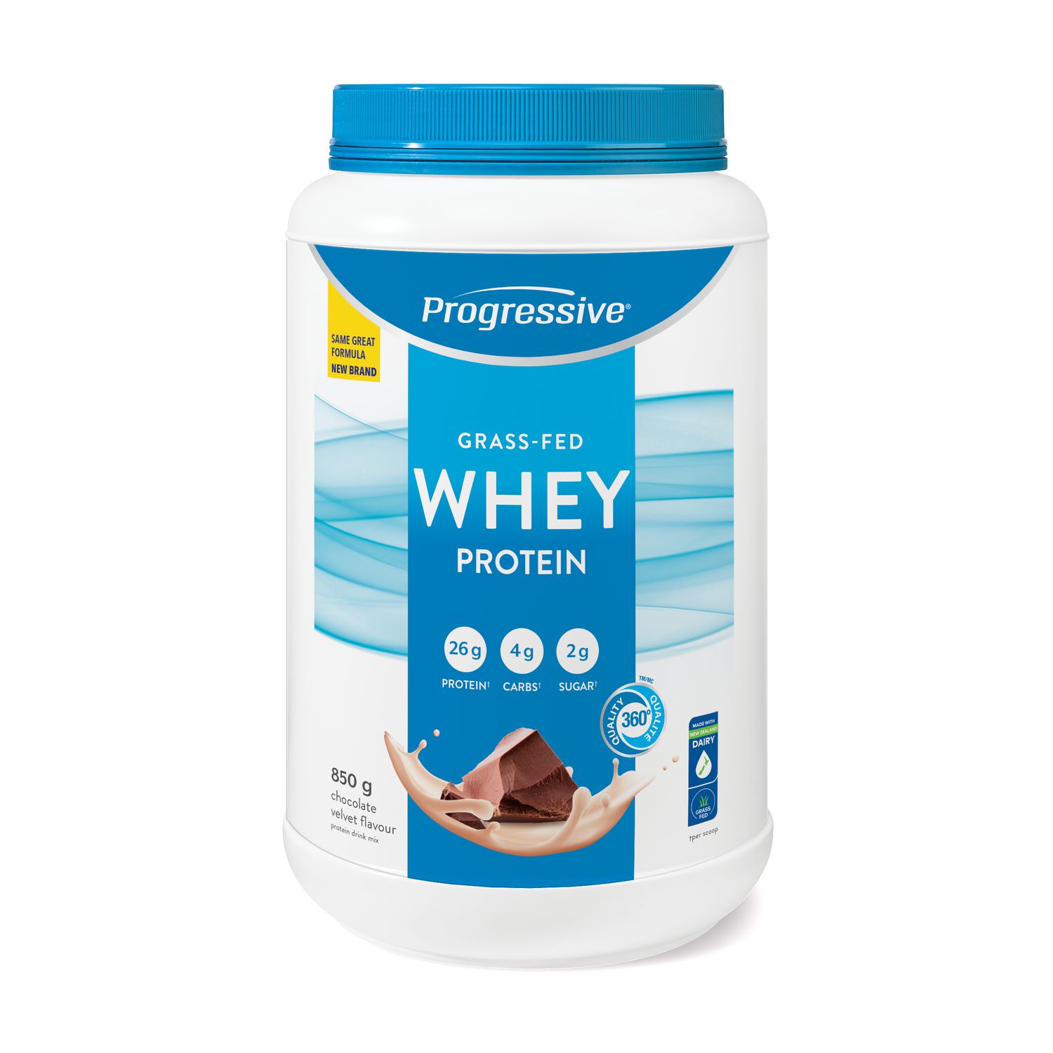 Progressive Grass Fed Whey Protein Powder, 26 g, Chocolate Flavour, 850 g