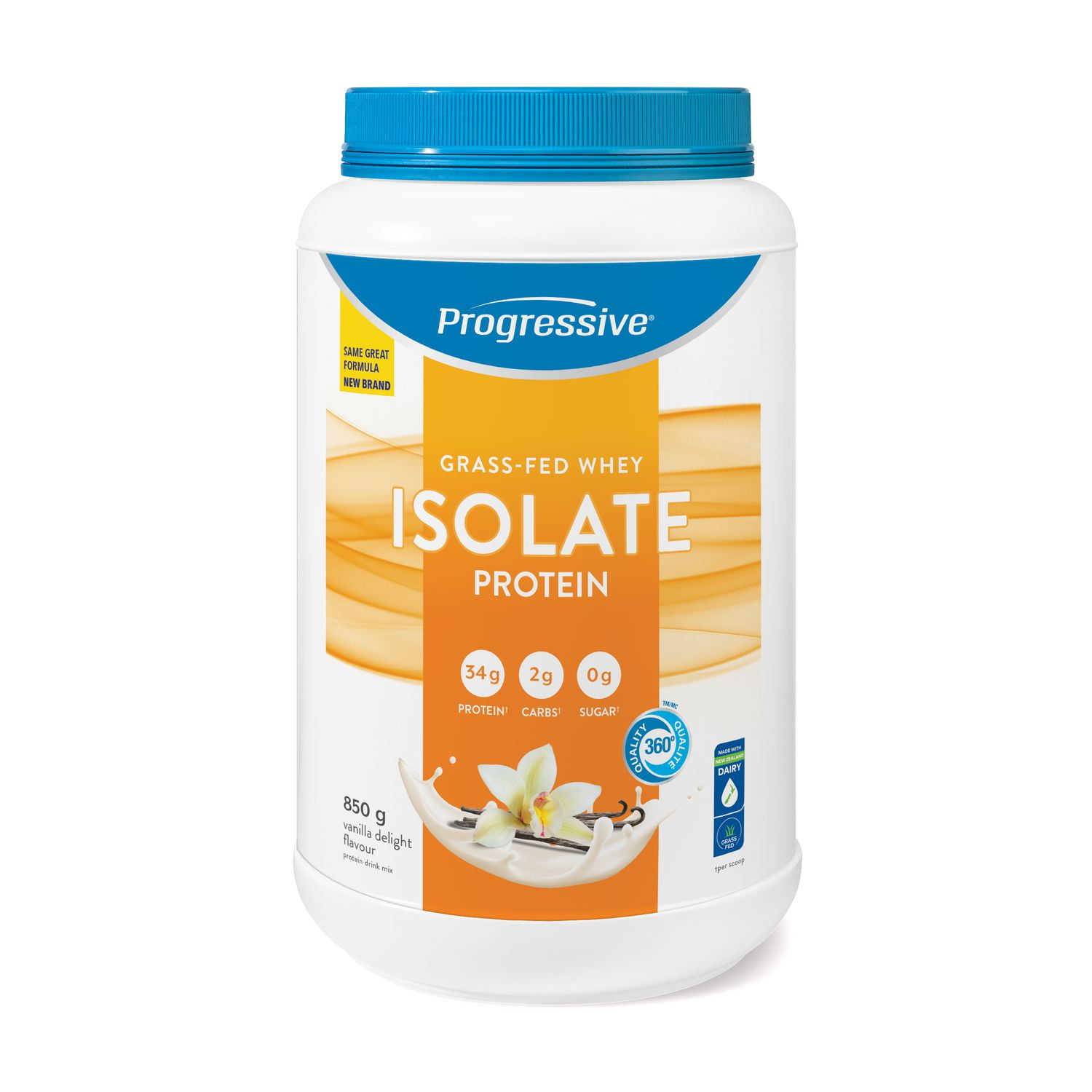 Progressive Grass Fed Whey Isolate Protein Powder, 34 g, Vanilla Delight Flavour, 850 g