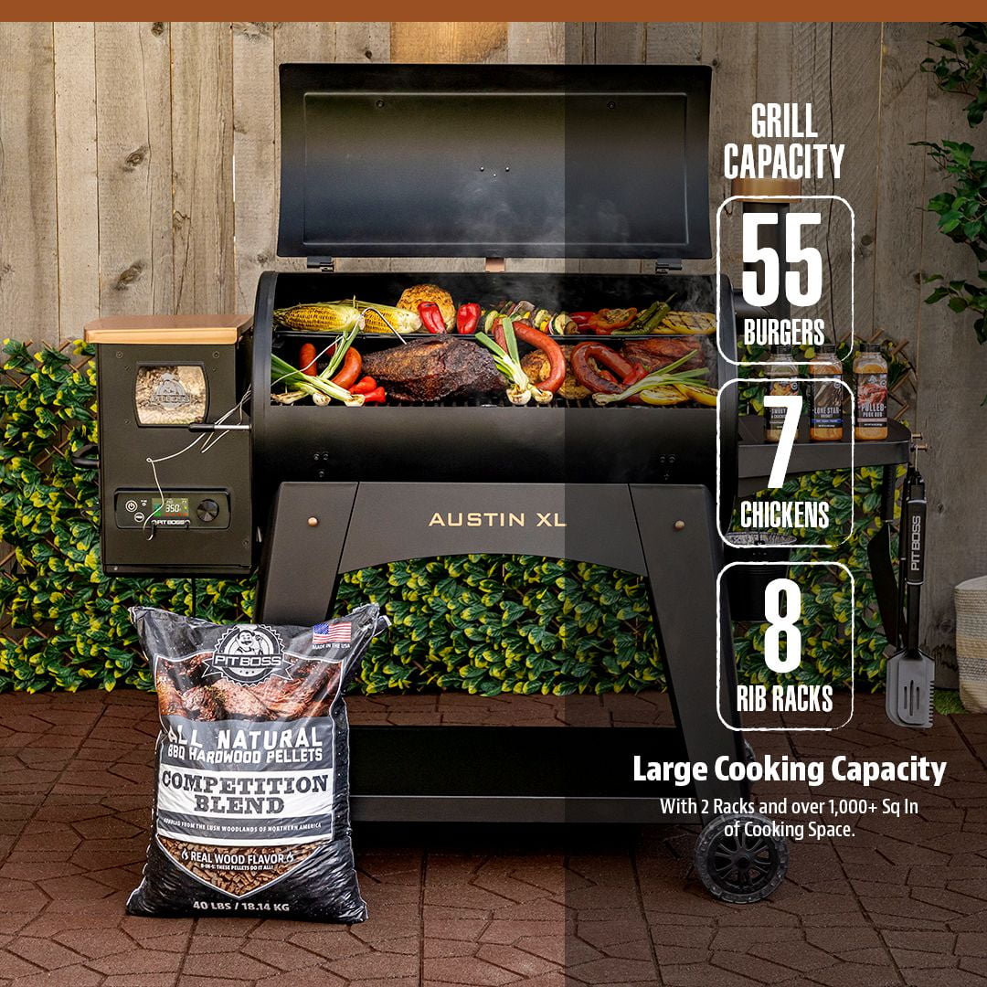 Pit Boss Austin XL 1000 Sq in Wood Fired Pellet Grill and Smoker Onyx Edition Walmart