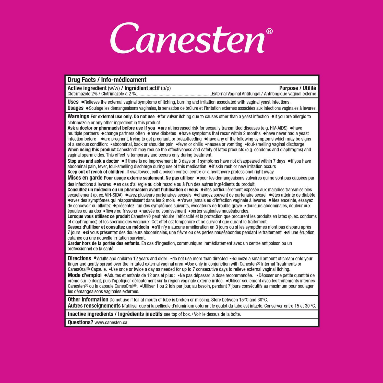 Canesten® Extra Strength External Antifungal Cream for Yeast Infection, Fast Relief from Itching and Burning, 15g