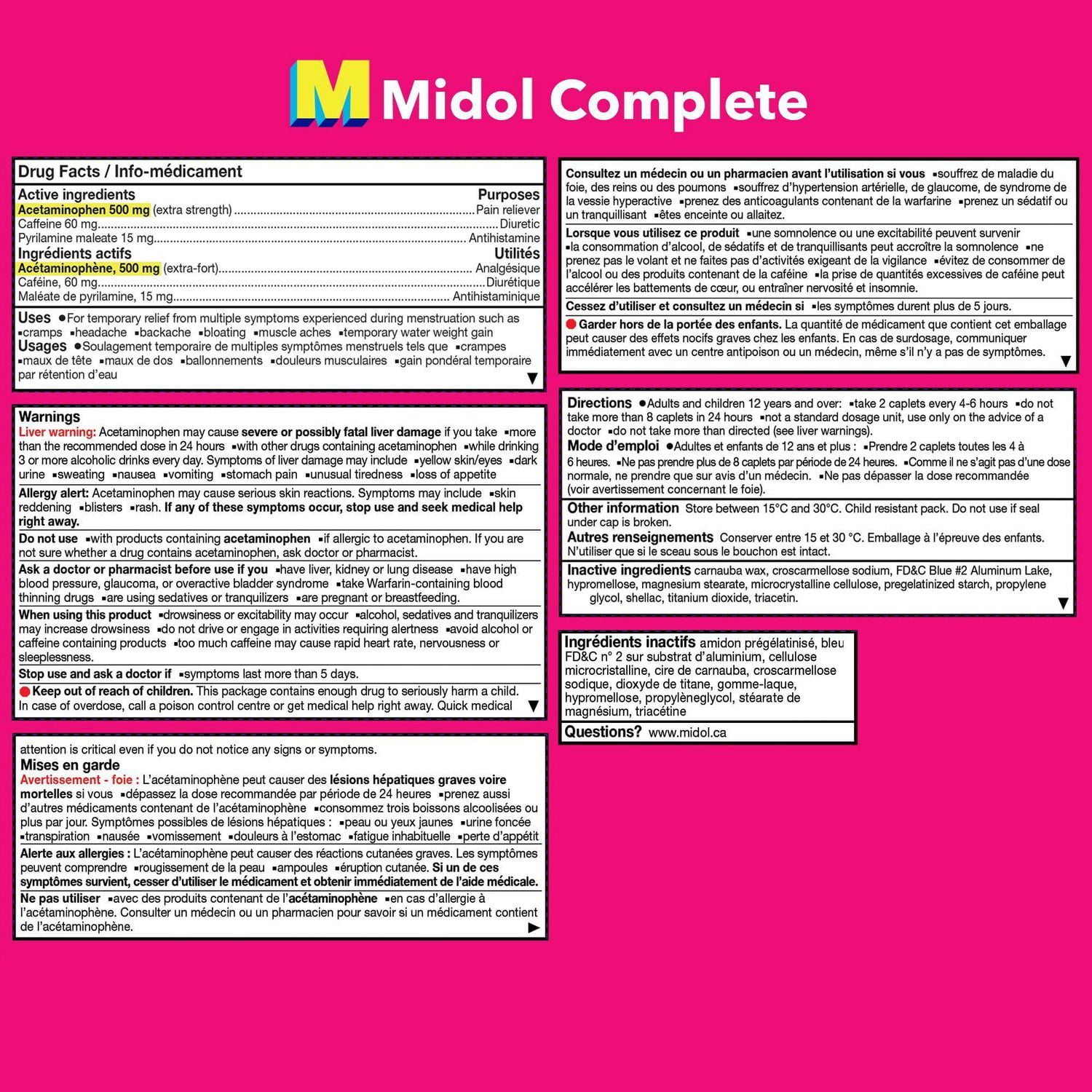 Midol Complete, Fast Multi-Symptom Period pain relief from Cramps, Headache, Backaches and Bloating, 40 Caplets
