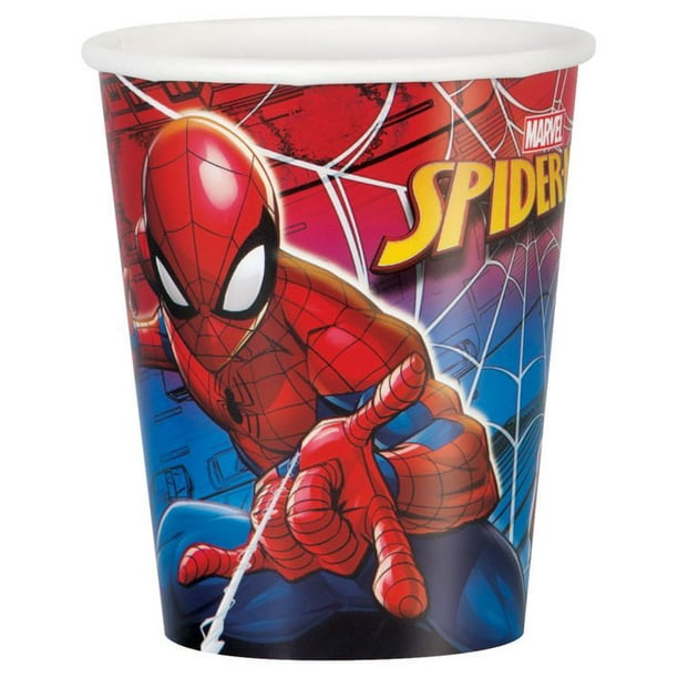 Gobelets en papier Spider-Man 9 oz, 8 ct Les gobelets jetables contiennent 9 oz.
