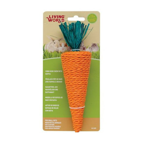 Living World Nibblers Corn Husk Chew, Carrot, All natural chew