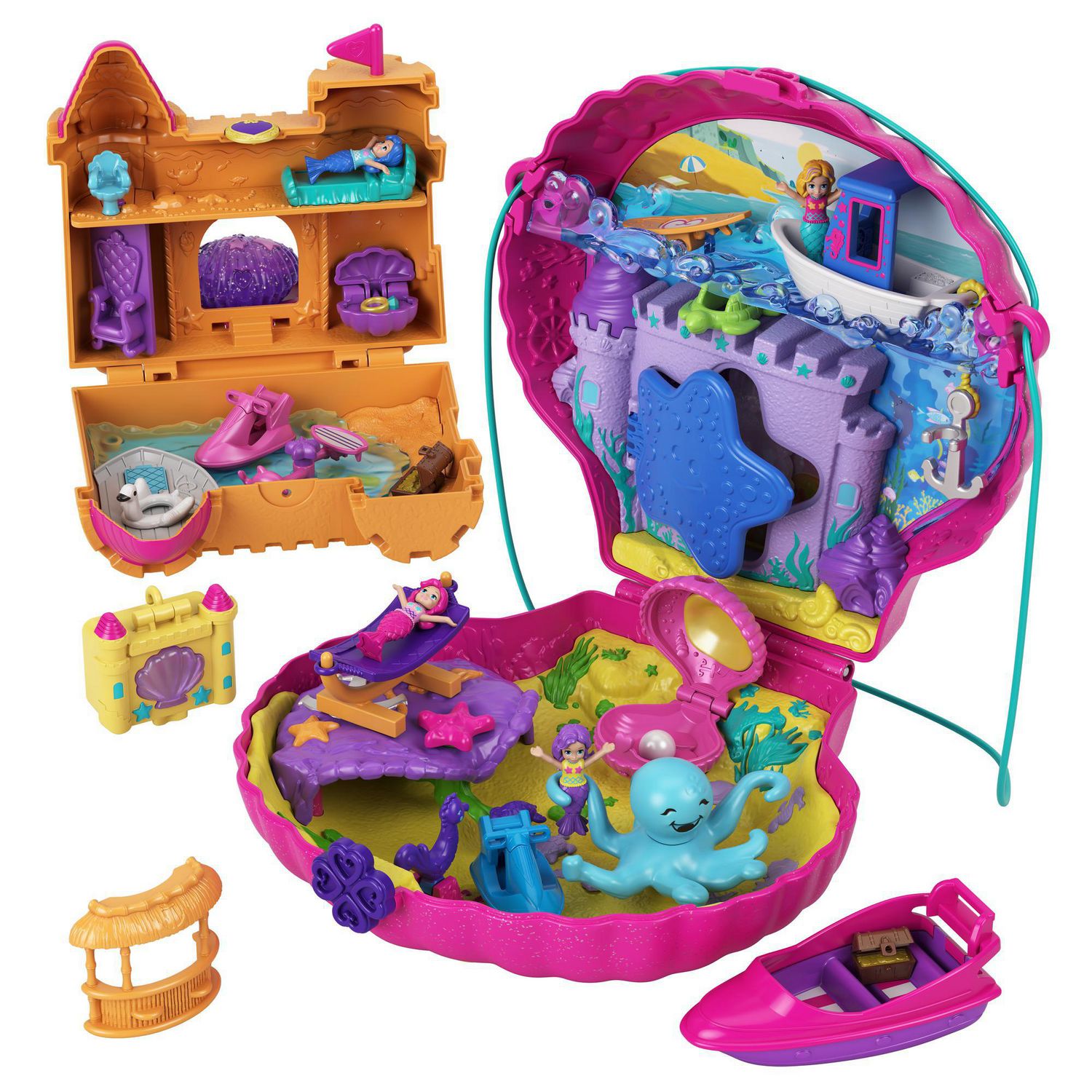 Polly Pocket Style & Sparkle Mermaid Pack with 4 Micro Dolls