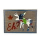 Plaque murale en bois patiné à motif d' « Eh? » et d'élan géométrique de Canadiana – image 1 sur 2