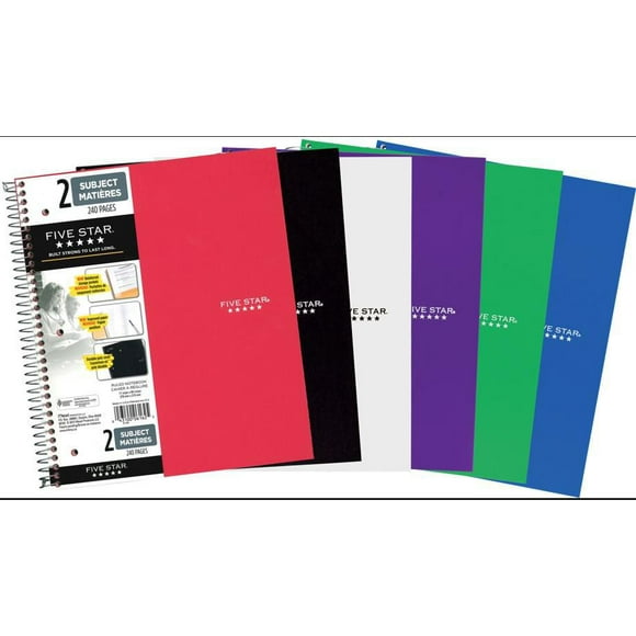 Five Star 2 Subject Notebook 240pg 11",12 pack