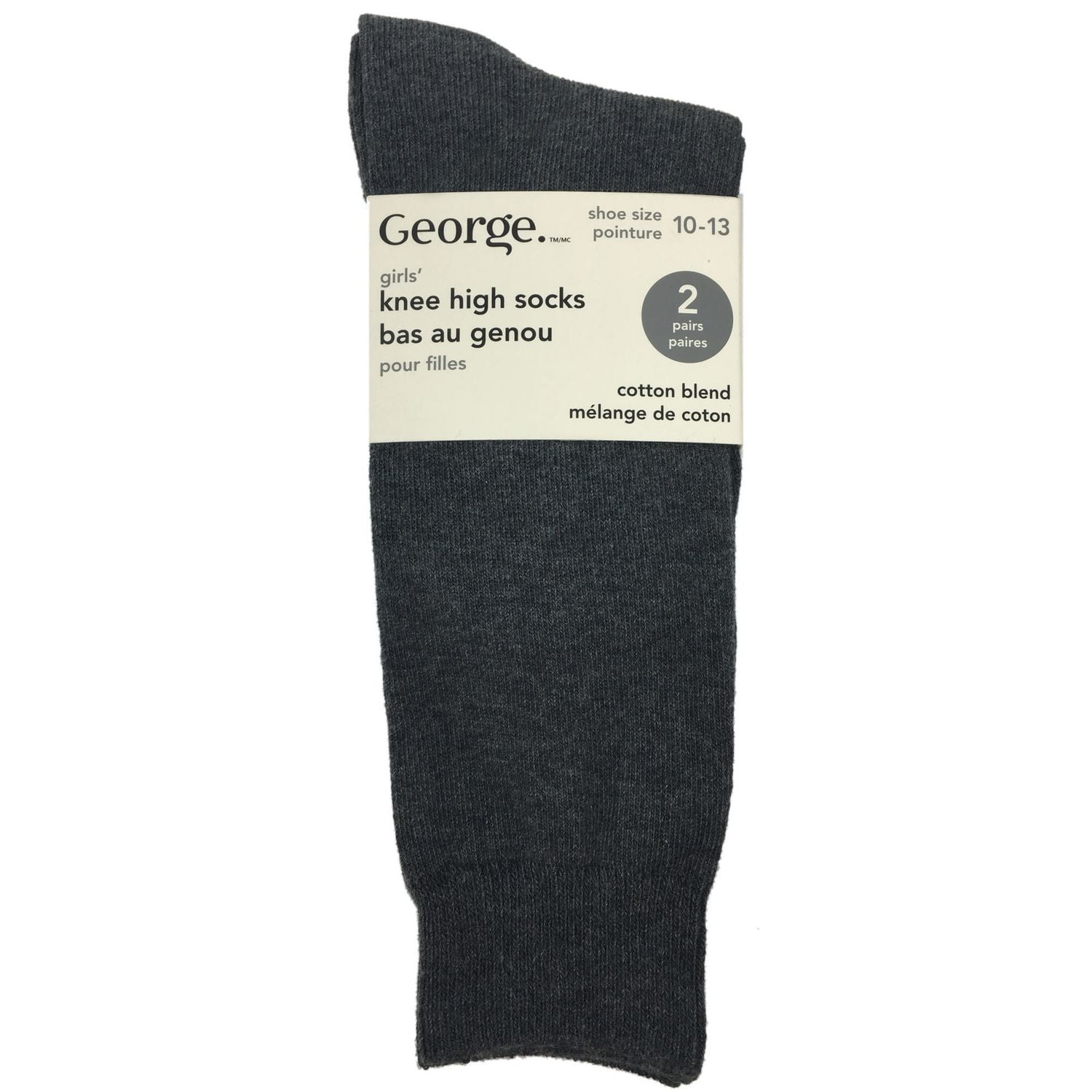 George Girls' Knee-High Socks 2-Pack, Sizes 13-4