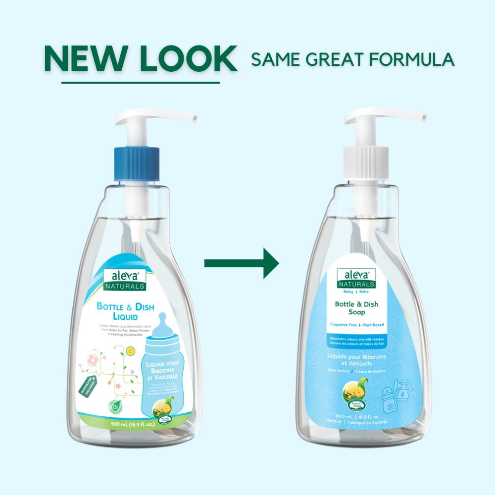 Aleva Naturals Bottle & Dish Liquid, Fragrance Free - 500ml, A Baby-Safe Solution