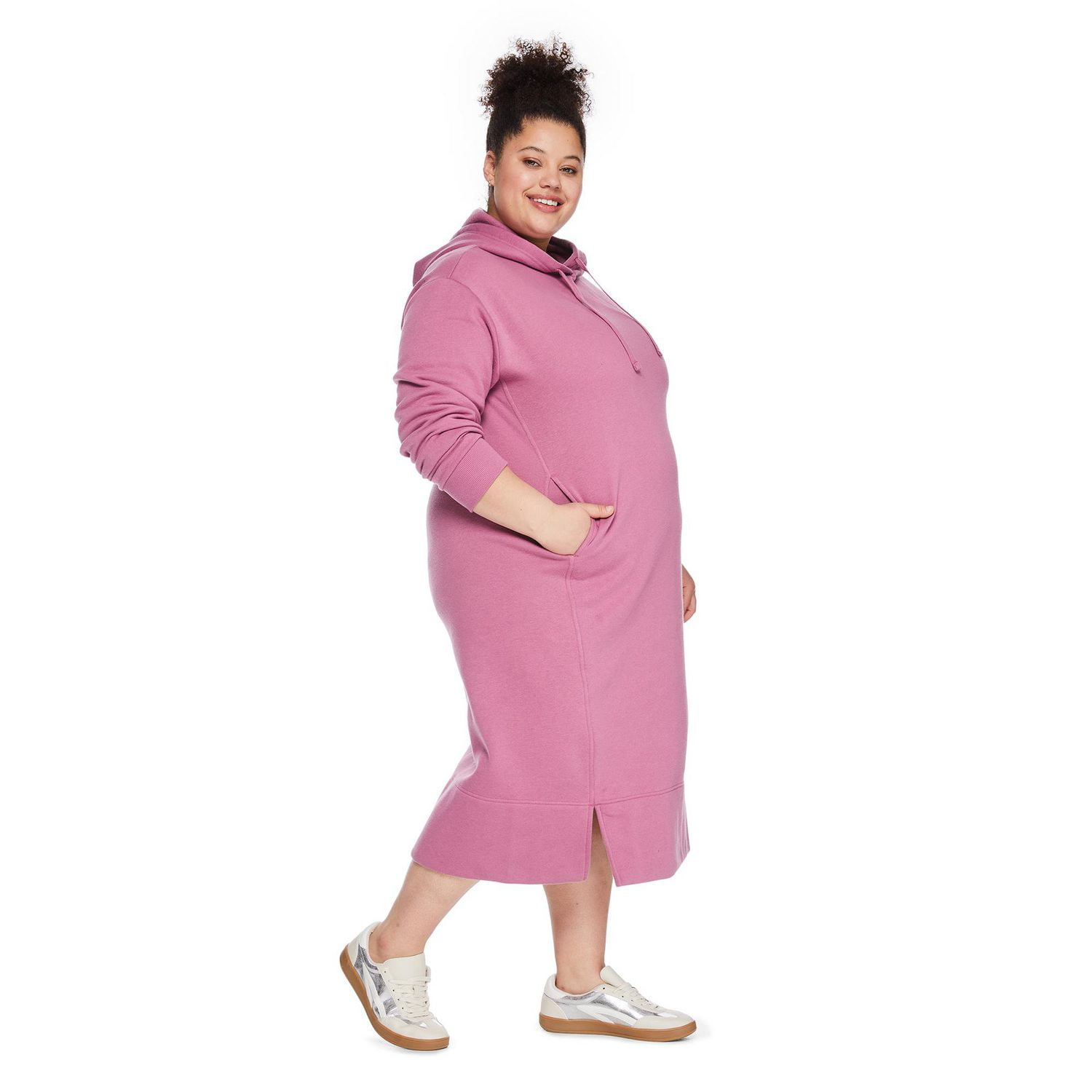 George Women's Plus Hooded Fleece Midi Dress