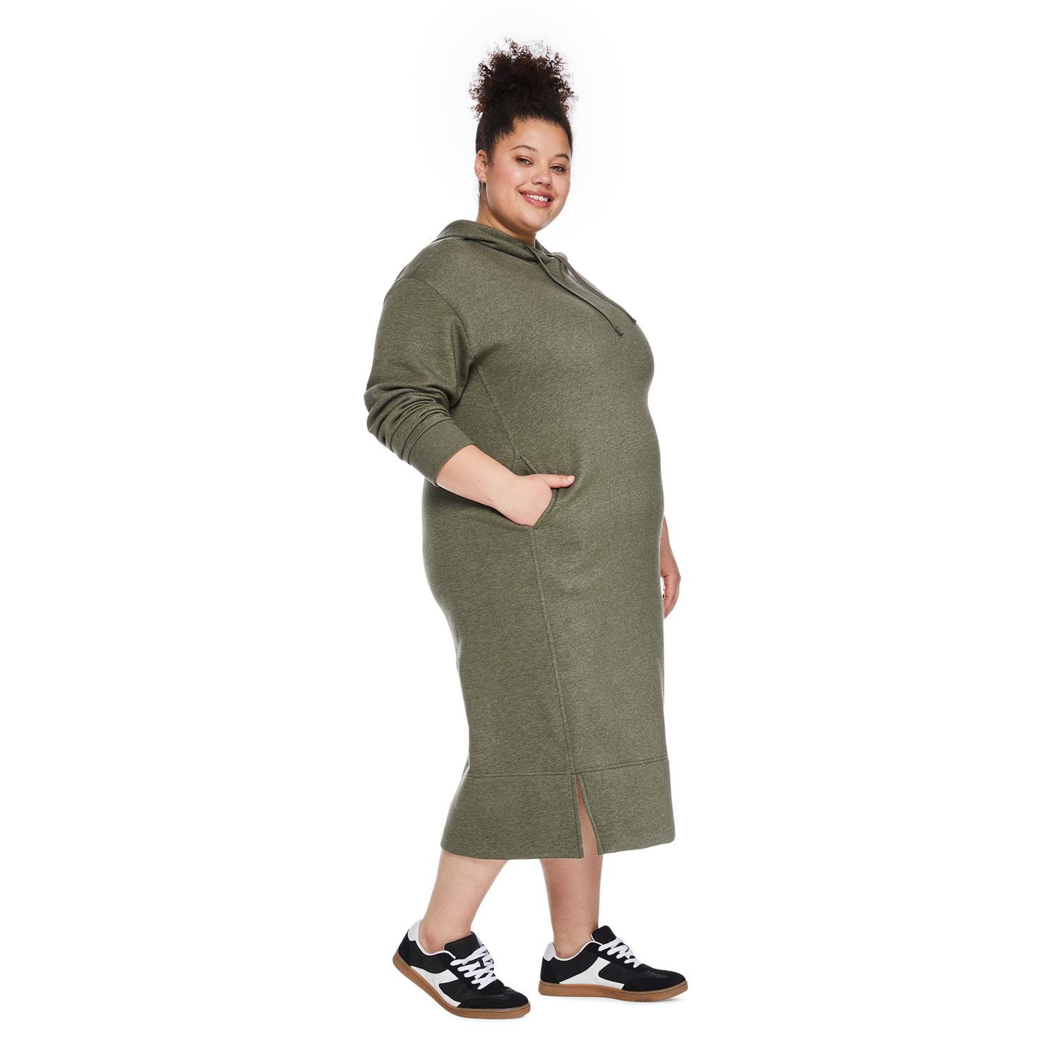 Robe mi-longue en molleton avec capuchon George Plus pour femmes