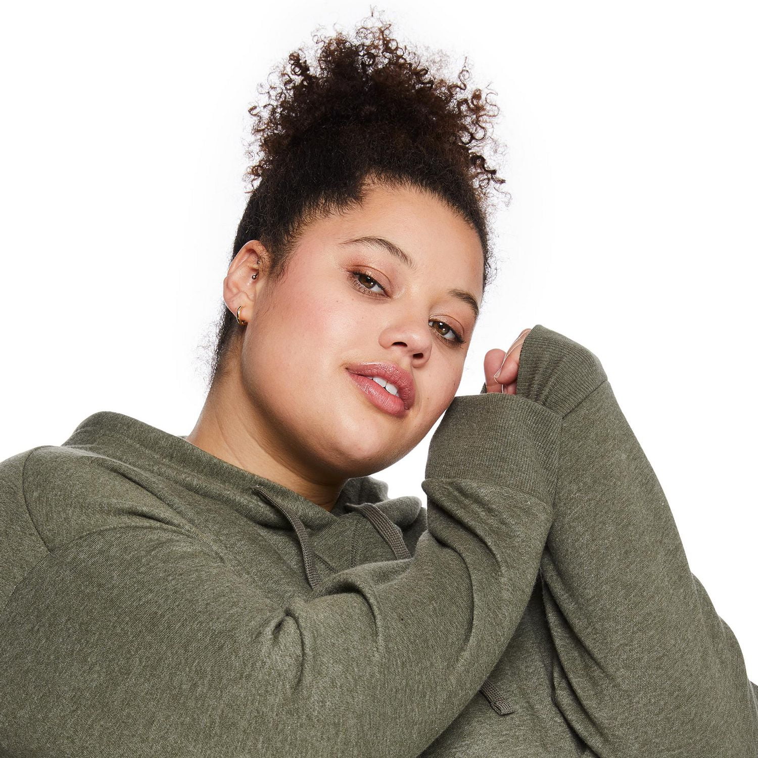 Robe mi-longue en molleton avec capuchon George Plus pour femmes