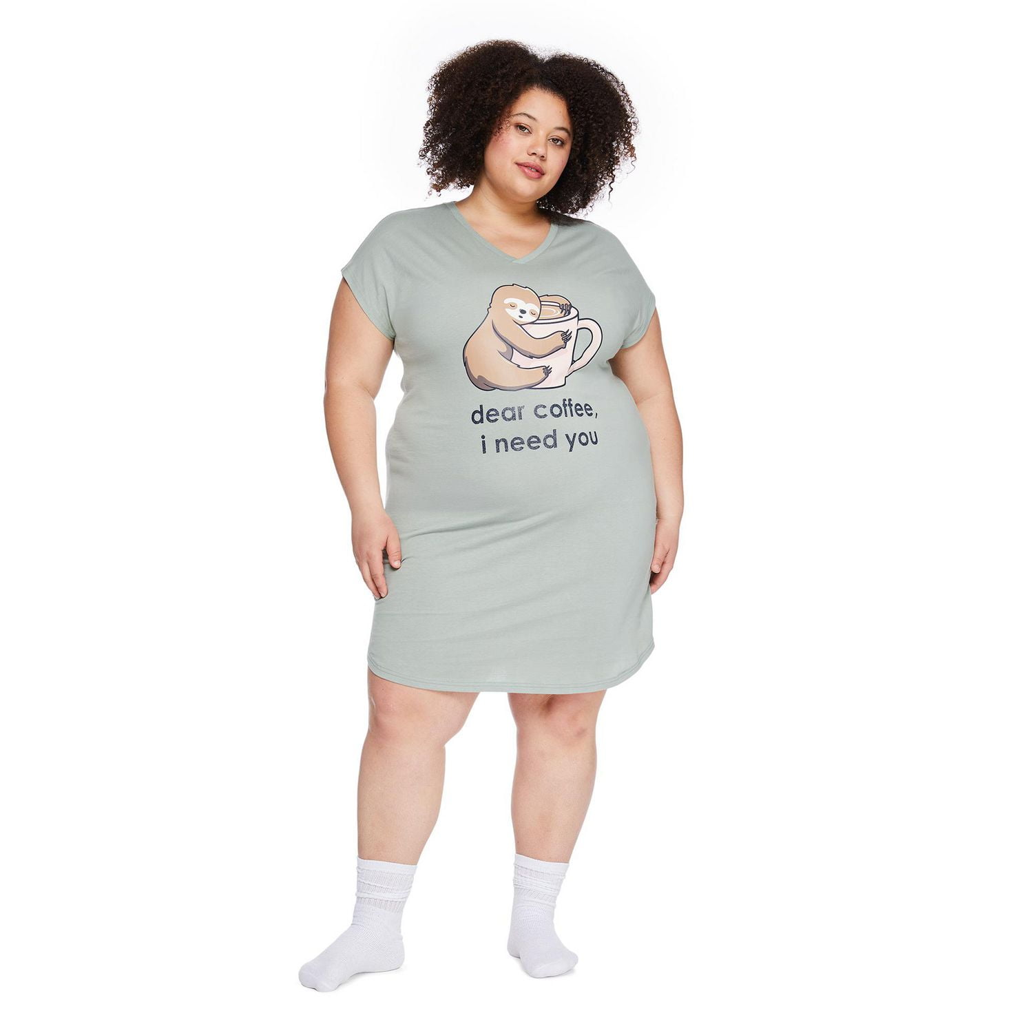 Chemise de nuit à encolure en V George Plus pour femmes