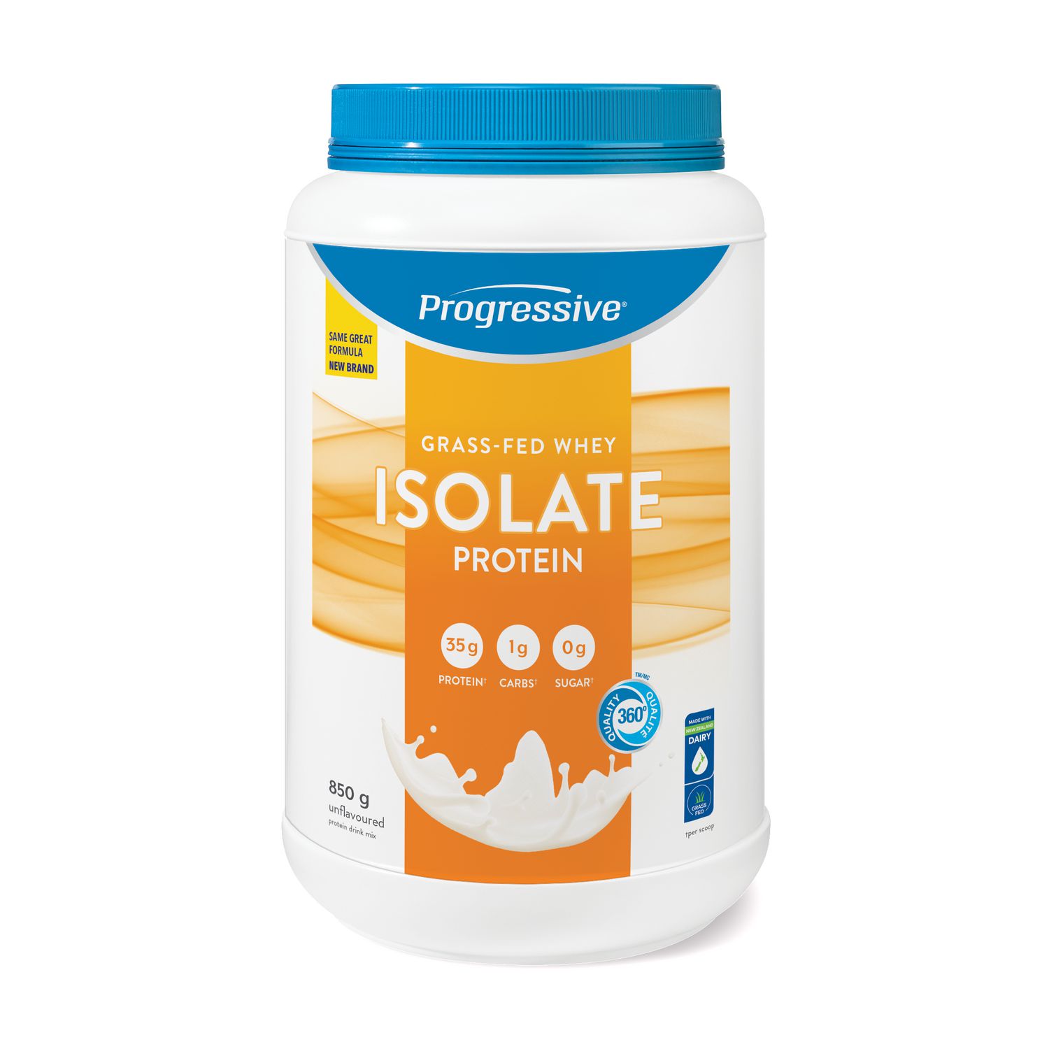 Progressive Grass Fed Whey Isolate Protein Powder, 35 g, Unflavoured, 850 g
