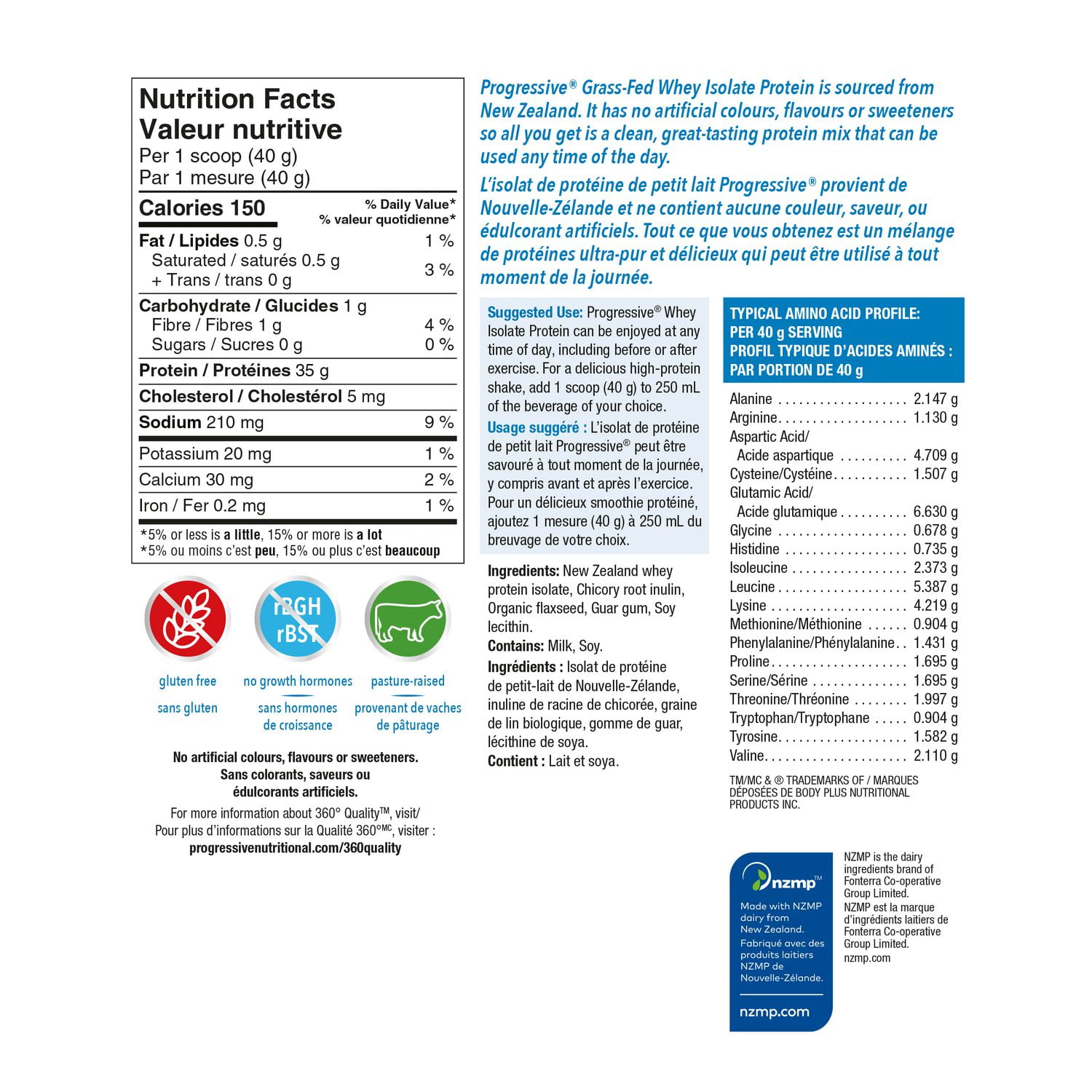 Progressive Grass Fed Whey Isolate Unflavoured 850 g