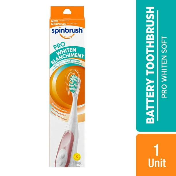 Brosse à dents Spinbrush PRO WHITEN souple 1 brosse à dents à piles