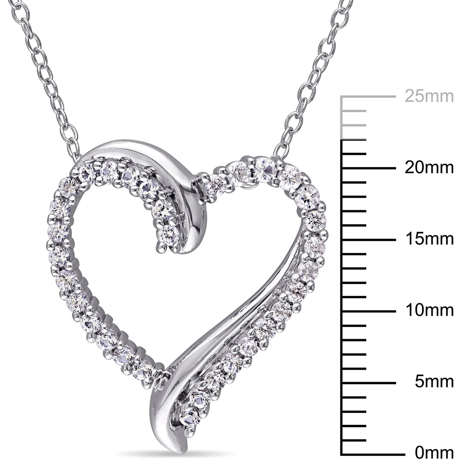 Miabella 0.75 Carat T.G.W. Created White Sapphire Sterling Silver 18-inch Heart Pendant