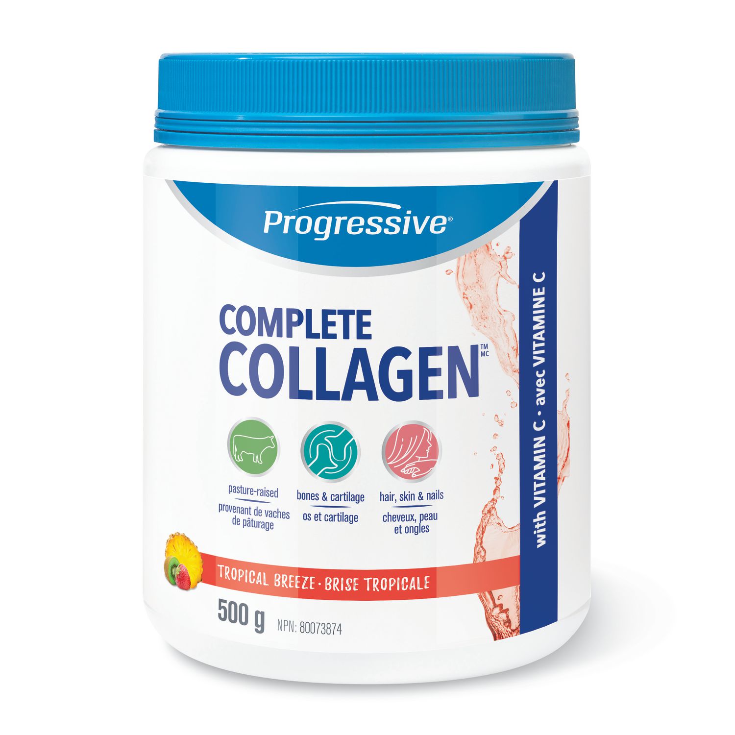 Progressive Complete Collagen Powder, 10 g, Tropical Breeze Flavour, 500 g