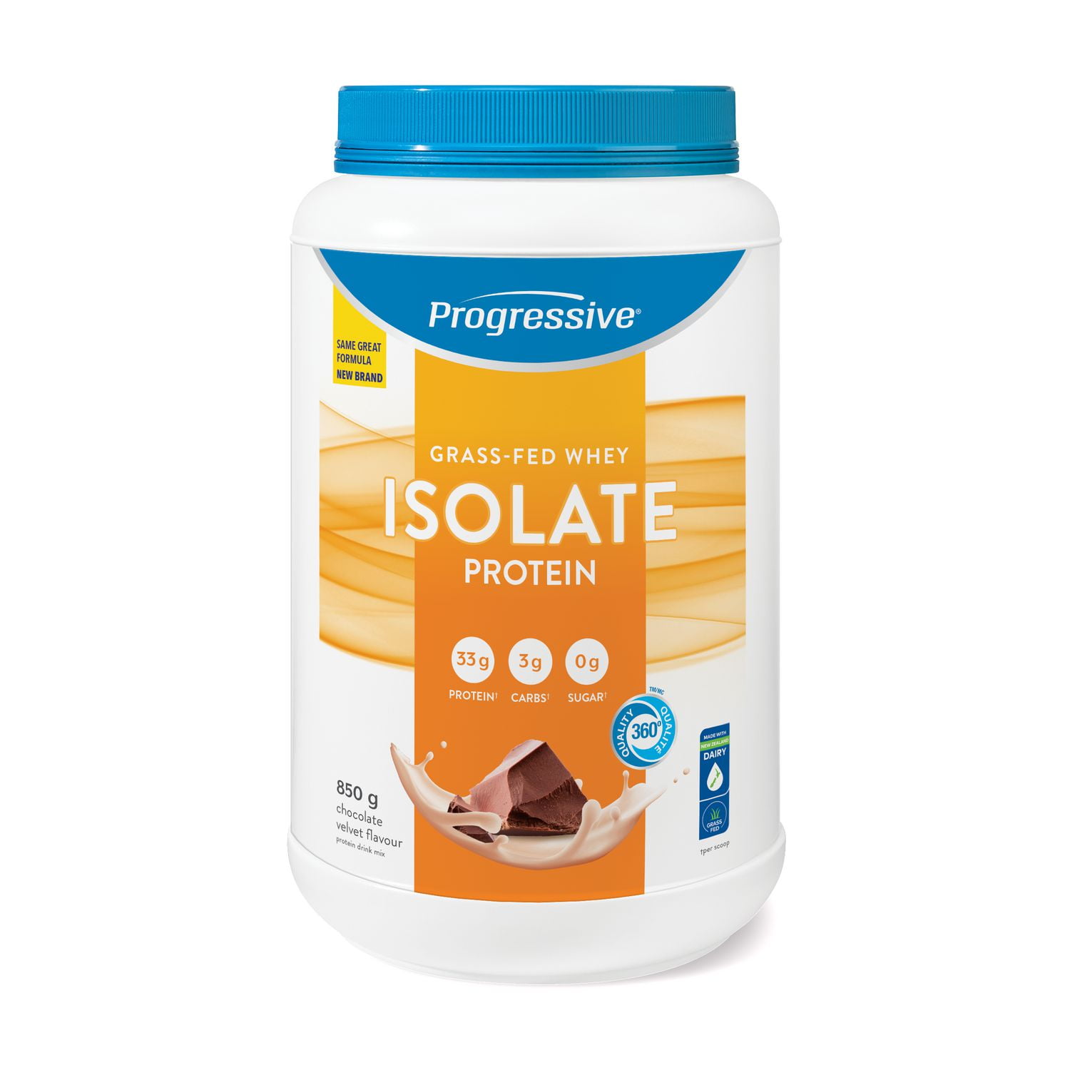 Jamieson Laboratories Progressive Grass Fed Whey Isolate Protein Powder, 33 g, Chocolate Velvet Flavour, 850 g