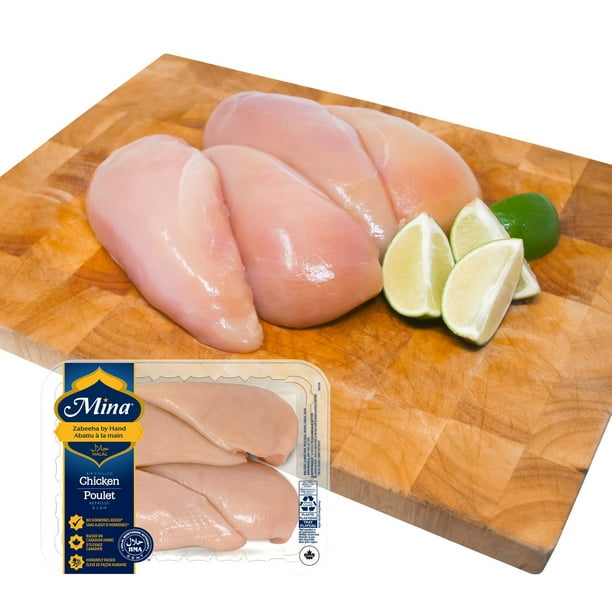 Poitrines de poulet désossées sans peau halal Mina, 4 Poitrines, 0,56 - 1,03 kg