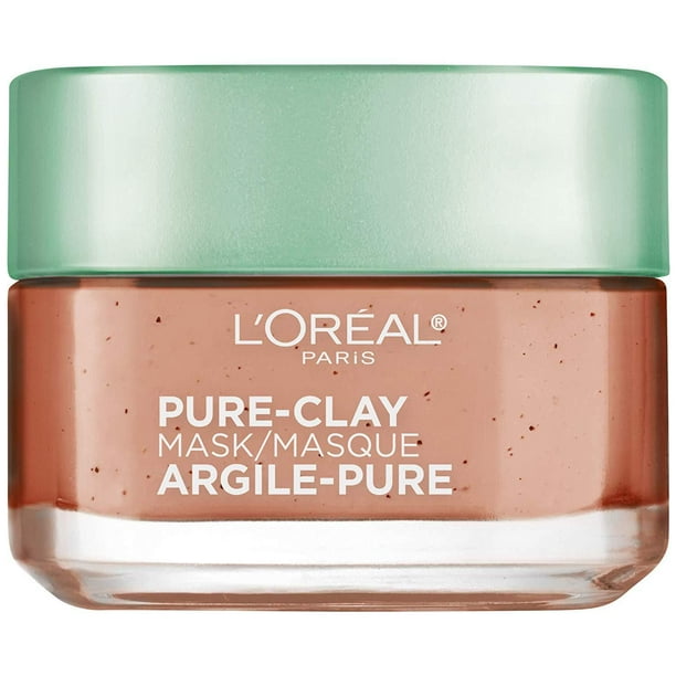 L'Oreal Paris Pure-Clay Masque nettoyant avec 3 Argiles Minérales + Algues Rouges pour Peau Rugueuse, 50 ML