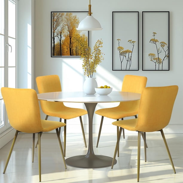 Homycasa Set of 4 Dining Chair for Kitchen Island Dining Room, Yellow ...