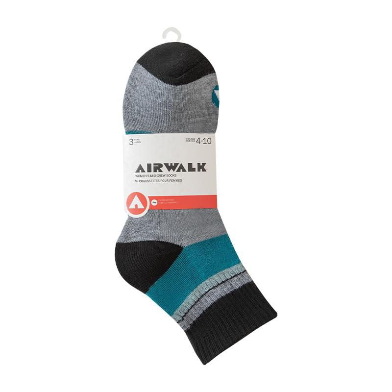 Airwalk Ladies 3pk Mid Crew Socks