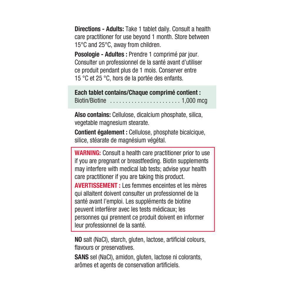 Jamieson Comprimés de Biotine Très Puissante 1 000 mcg