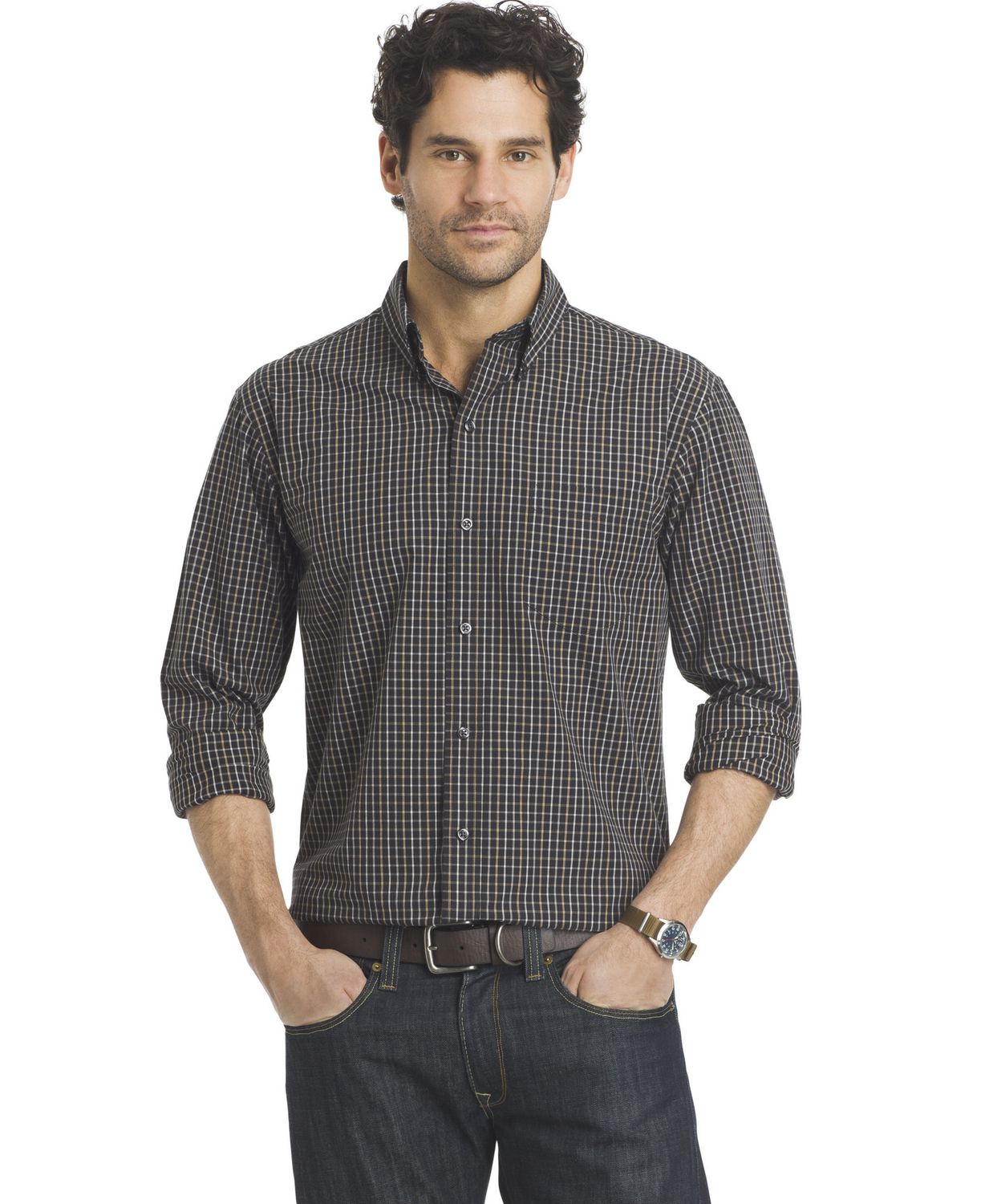 Arrow Men's Sportswear Long Sleeve Hamilton Poplin Woven Shirt ...