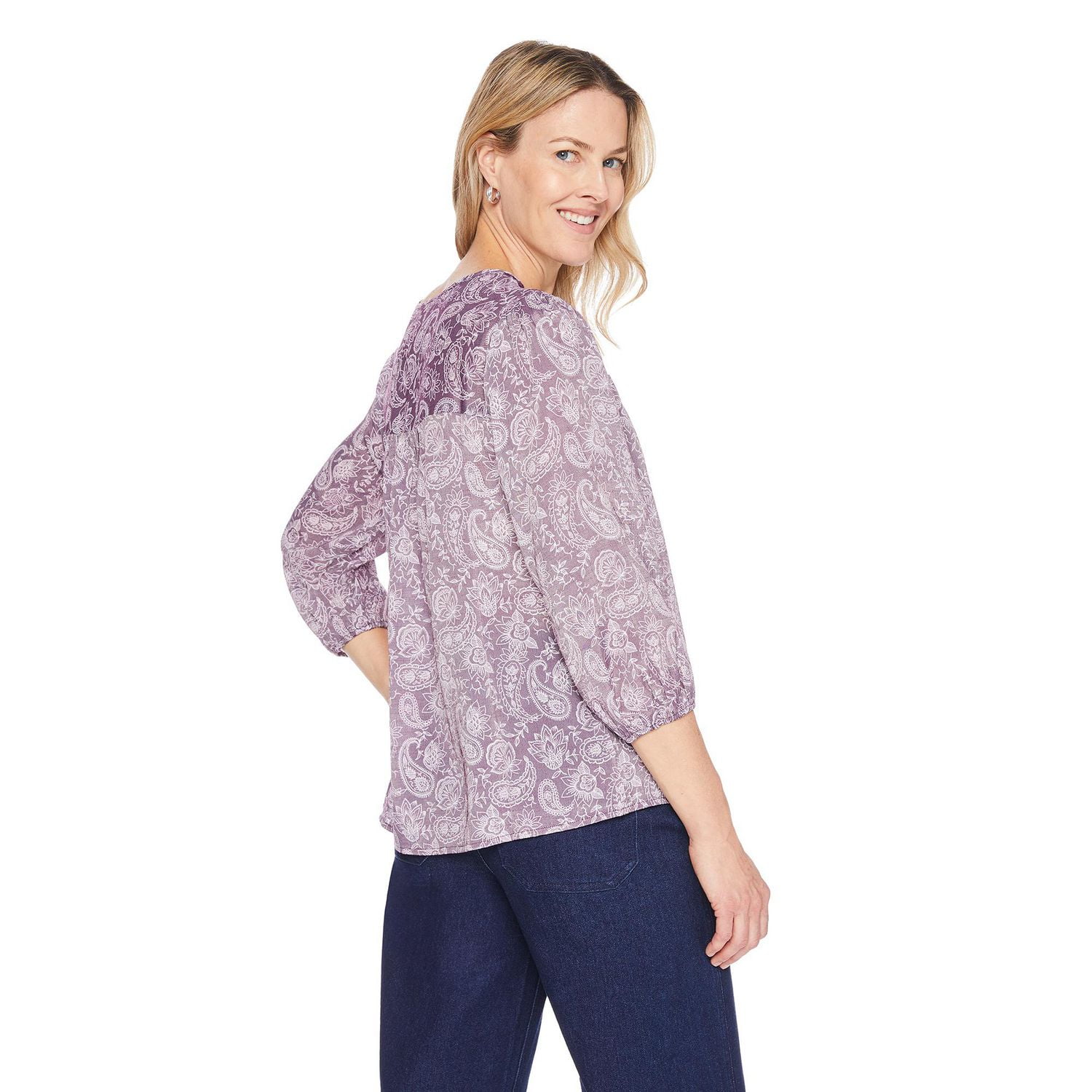 Iyla Women's Lace Trim Peasant Blouse, Sizes S-XXL