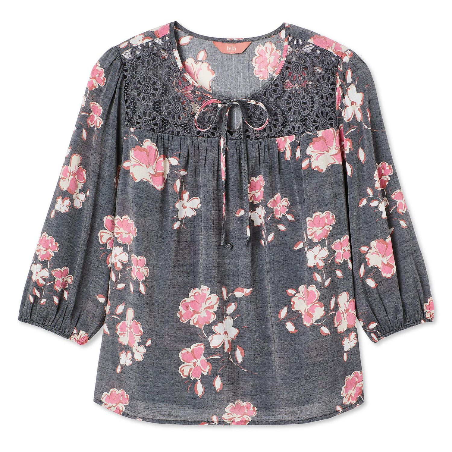 Iyla Women's Lace Trim Peasant Blouse