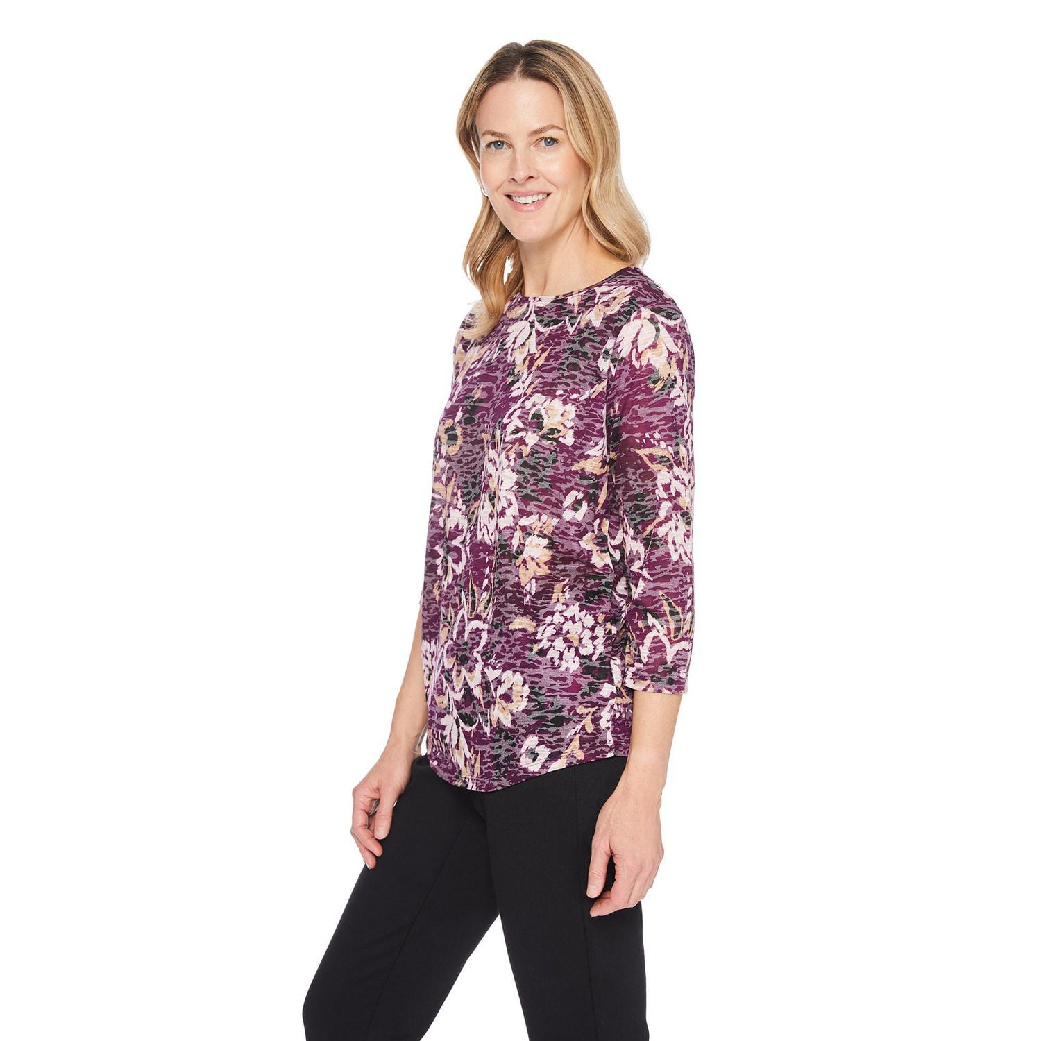 Iyla Women's 3/4 Sleeve Burnout Tee