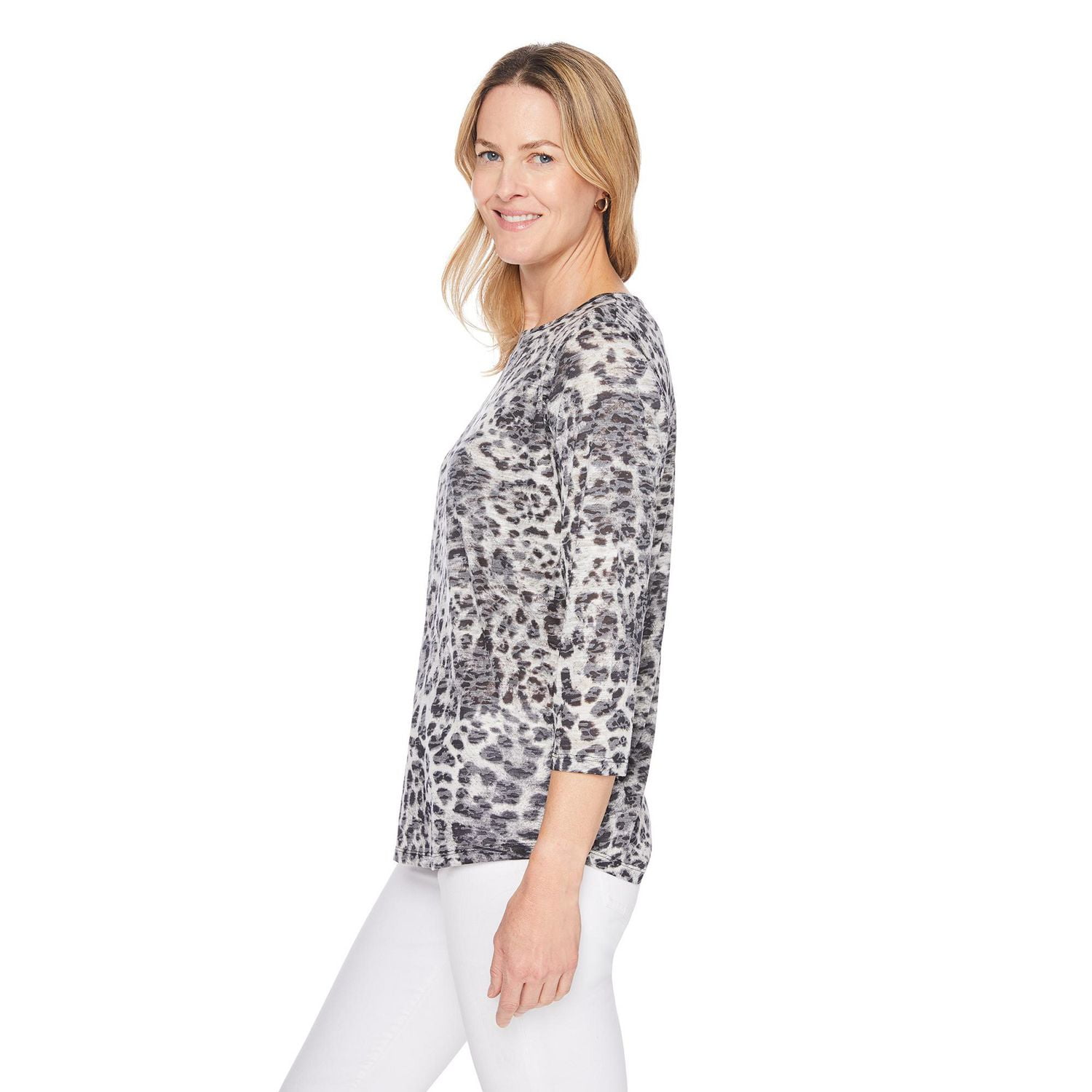 Iyla Women's 3/4 Sleeve Burnout Tee, Sizes S-XXL