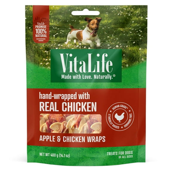 VitaLife Apple & Chicken, All Natural Dog Treats, 400 g Hand Wrapped Treats