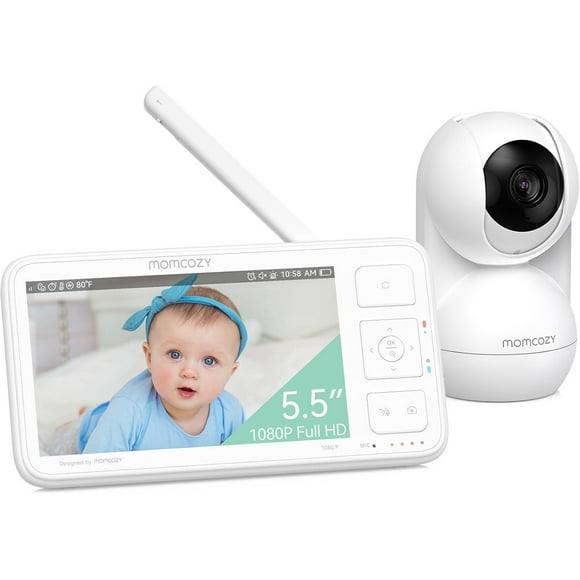 Momcozy Baby Monitor vidéo, 5.5" 1080P Full HD Baby Monitor avec caméra sans WiFi, vision nocturne infrarouge, 5800mAh 120-hrs Battery, ECO, VOX, 2-Way Audio, 1640ft Range, Record and Rewind Locally, BM03