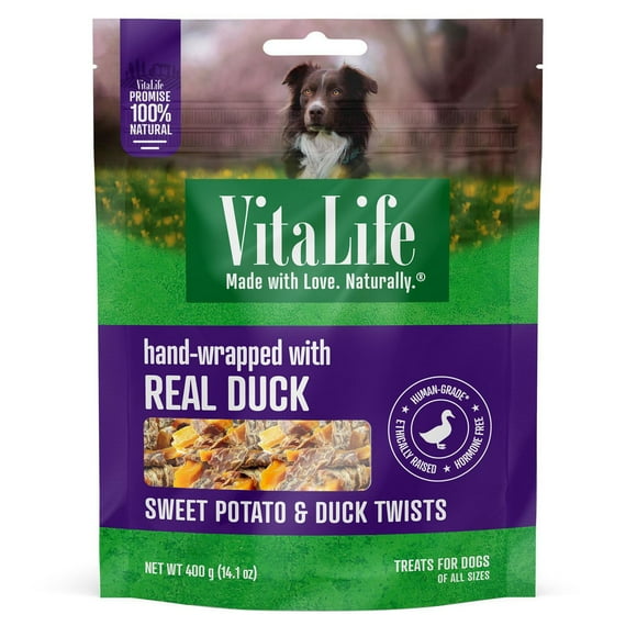 VitaLife Sweet Potato & Duck, All Natural Dog Treats, 400 g Hand Wrapped Treats