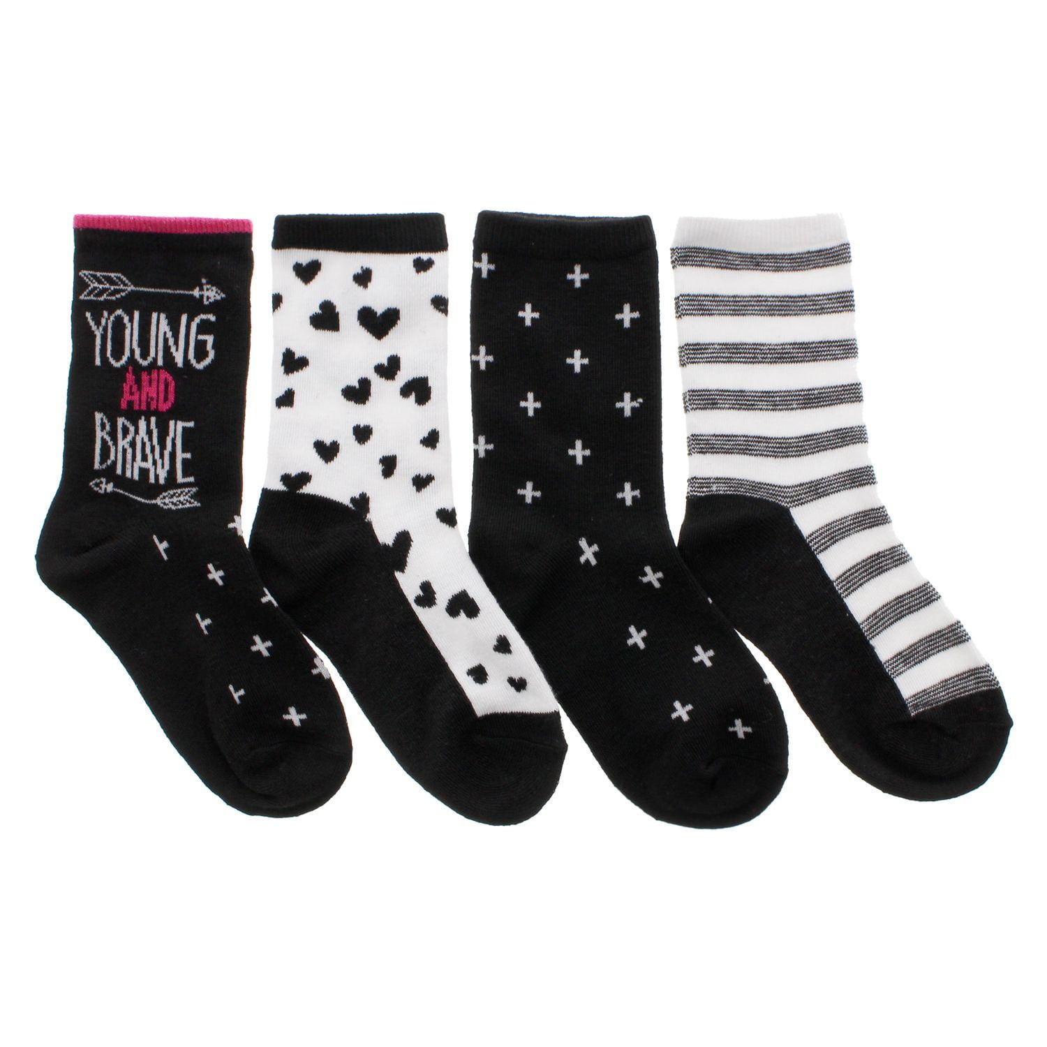 Girls' Monochrome 4Pack Crew Socks Walmart Canada
