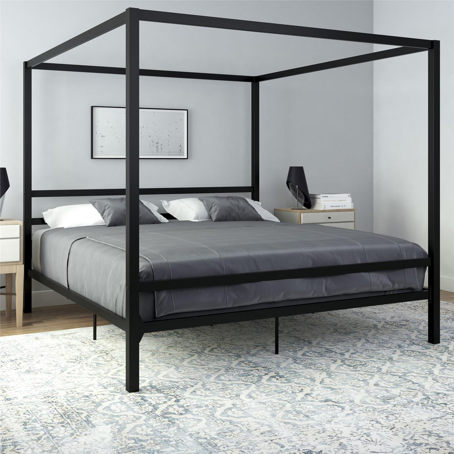 DHP Modern Metal Canopy Bed King Black