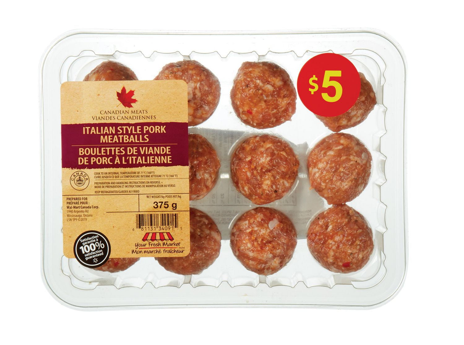 Italian Style Pork Meatballs, Your Fresh Market Walmart Canada