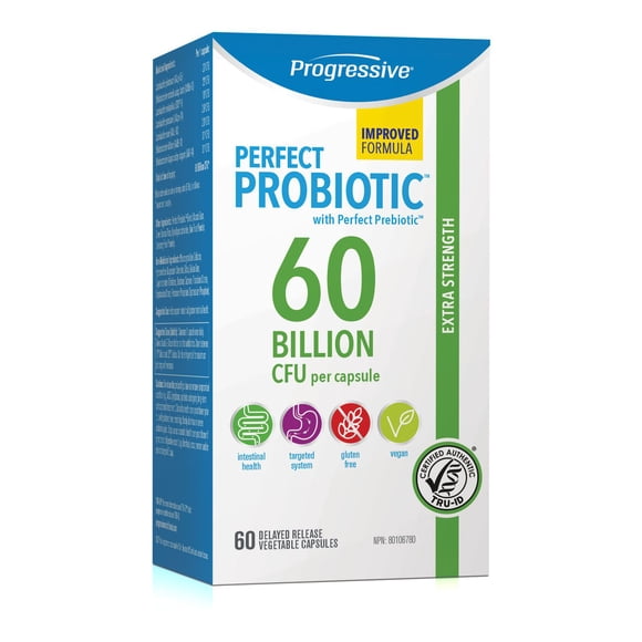 Progressive Perfect Probiotic Capsules, 60 Billion CFU, 60 Count