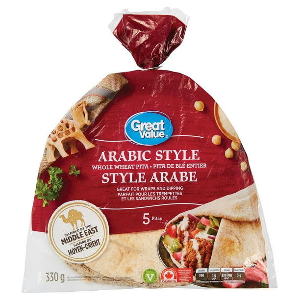 Great Value Arabic Style Whole Wheat Pita Walmart.ca