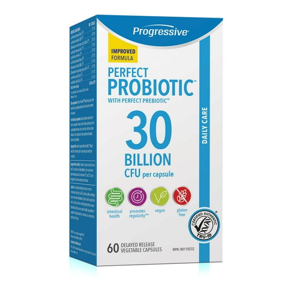 Progressive Perfect Probiotic Capsules, 30 Billion CFU, 60 Count
