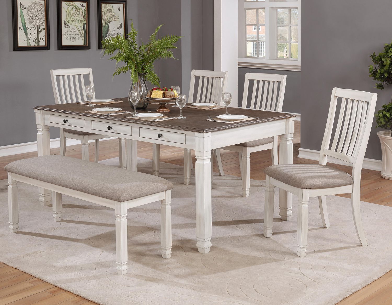 Topline Home Furnishings Antique White Dining Table Walmart.ca