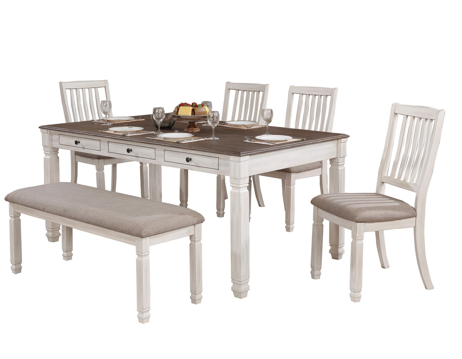 Topline Home Furnishings Antique White 6pc Dining Set Walmart.ca