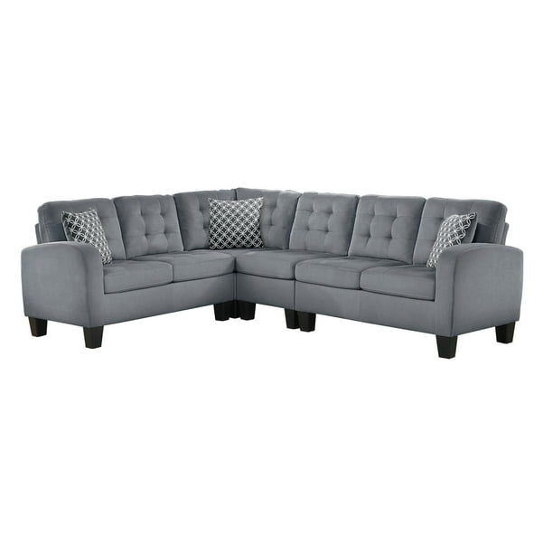 Topline Home Furnishings Sofa sectionnel en tissu gris