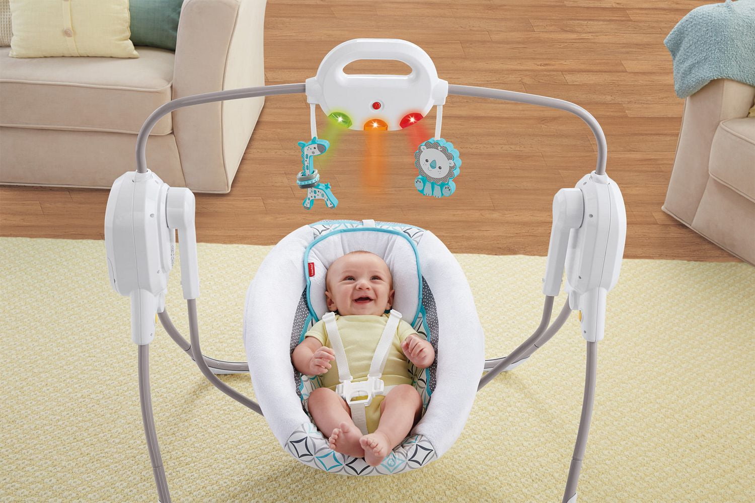 Fisher Price Twinkling Lights SpaceSaver Baby Cradle n Swing