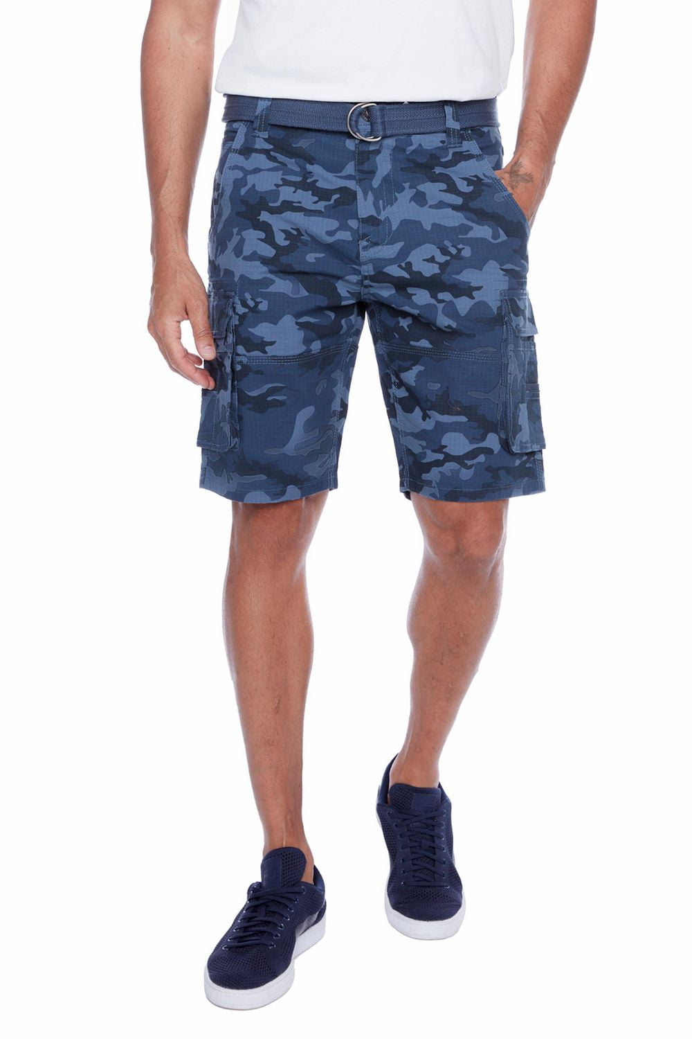 Jeaniologie ™ Men's Belted Cargo Short - Blue Camo, Size 28-38